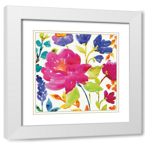 Floral Medley II White Modern Wood Framed Art Print with Double Matting by Wild Apple Portfolio