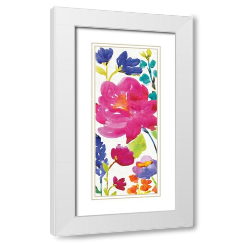 Floral Medley Panel II White Modern Wood Framed Art Print with Double Matting by Wild Apple Portfolio