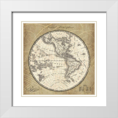 French World Map III White Modern Wood Framed Art Print with Double Matting by Schlabach, Sue