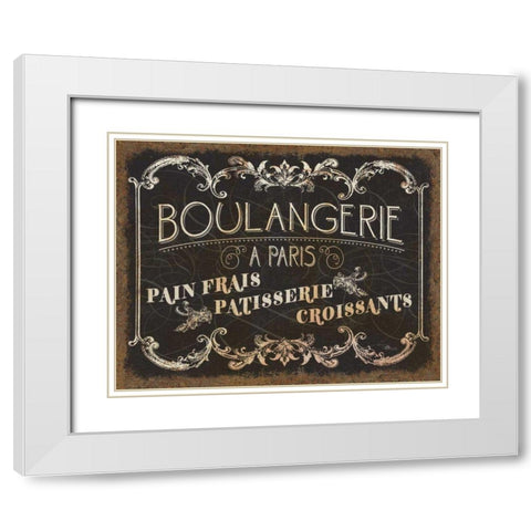 Parisian Signs White Modern Wood Framed Art Print with Double Matting by Pela Studio