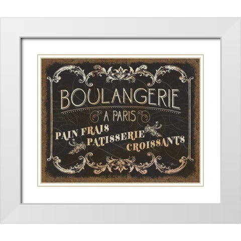 Parisian Signs White Modern Wood Framed Art Print with Double Matting by Pela Studio