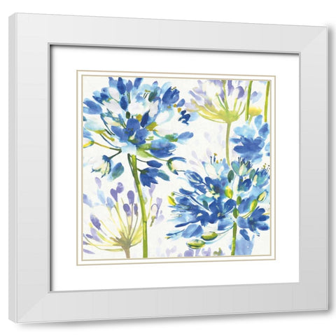 Blue Medley III White Modern Wood Framed Art Print with Double Matting by Wild Apple Portfolio