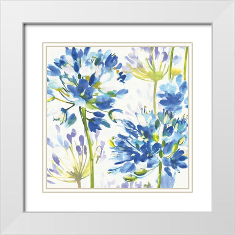 Blue Medley III White Modern Wood Framed Art Print with Double Matting by Wild Apple Portfolio