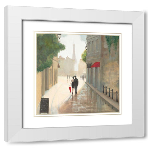 Paris Romance I White Modern Wood Framed Art Print with Double Matting by Fabiano, Marco