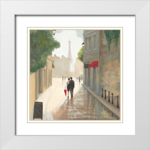 Paris Romance I White Modern Wood Framed Art Print with Double Matting by Fabiano, Marco