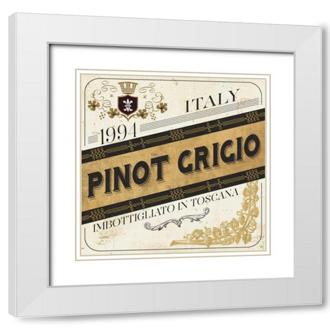Wine Labels IV White Modern Wood Framed Art Print with Double Matting by Pela Studio