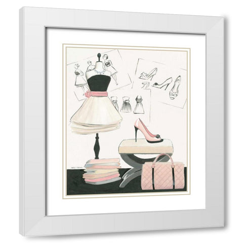 Dress Fitting I White Modern Wood Framed Art Print with Double Matting by Fabiano, Marco