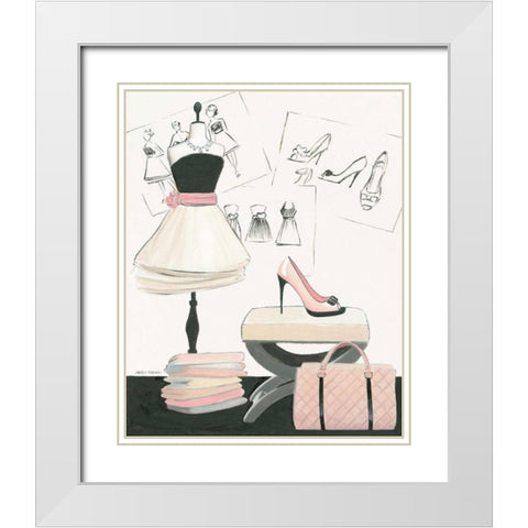 Dress Fitting I White Modern Wood Framed Art Print with Double Matting by Fabiano, Marco