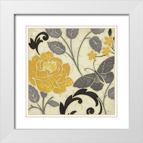Perfect Petals I Yellow White Modern Wood Framed Art Print with Double Matting by Pela Studio