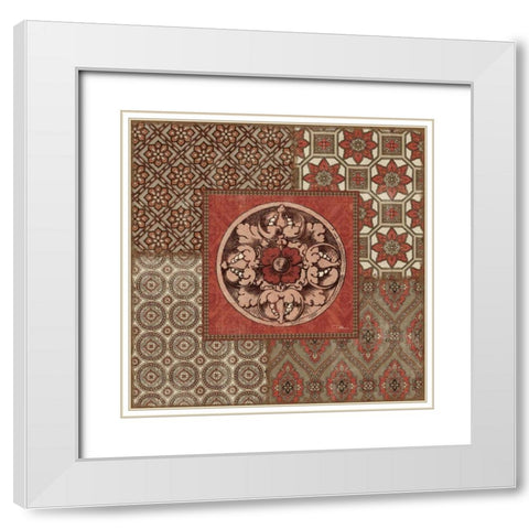 Venetian Patchwork V White Modern Wood Framed Art Print with Double Matting by Pela Studio
