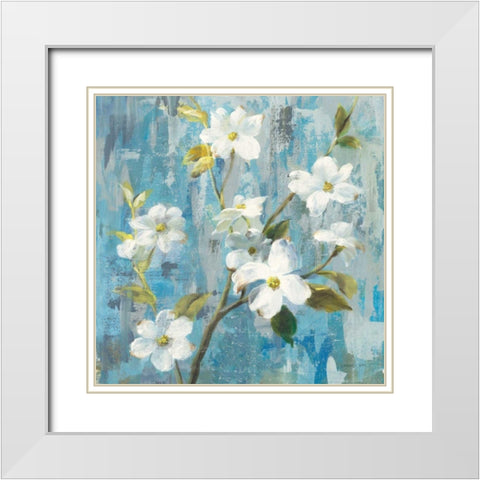 Graceful Magnolia I White Modern Wood Framed Art Print with Double Matting by Nai, Danhui