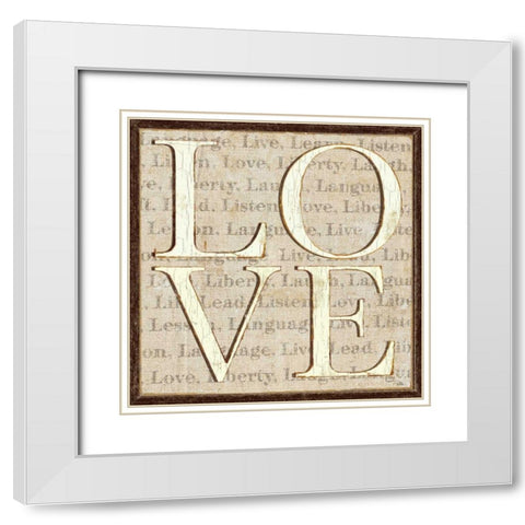 L is for Love White Modern Wood Framed Art Print with Double Matting by Pela