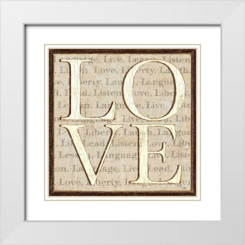 L is for Love White Modern Wood Framed Art Print with Double Matting by Pela