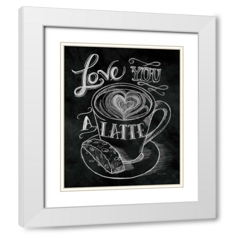 Love You a Latte  No Border White Modern Wood Framed Art Print with Double Matting by Urban, Mary
