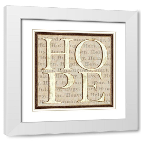 H is for Hope White Modern Wood Framed Art Print with Double Matting by Pela