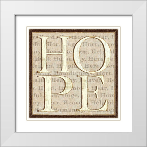 H is for Hope White Modern Wood Framed Art Print with Double Matting by Pela