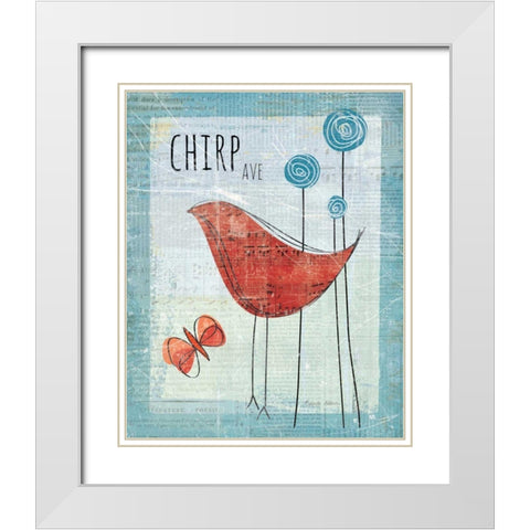 Chirp Ave White Modern Wood Framed Art Print with Double Matting by Aldrich, Belinda