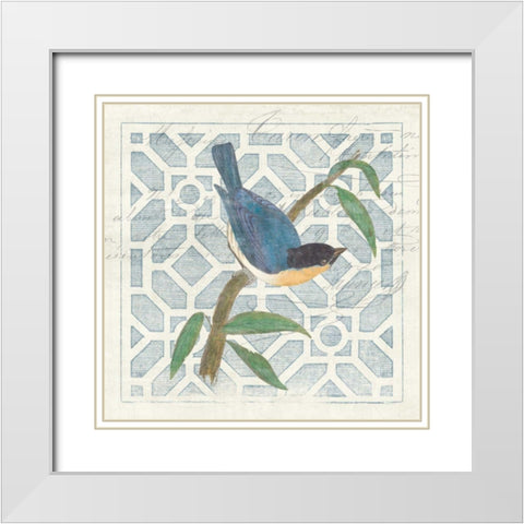 Monument Etching Tile I Blue Bird White Modern Wood Framed Art Print with Double Matting by Wild Apple Portfolio