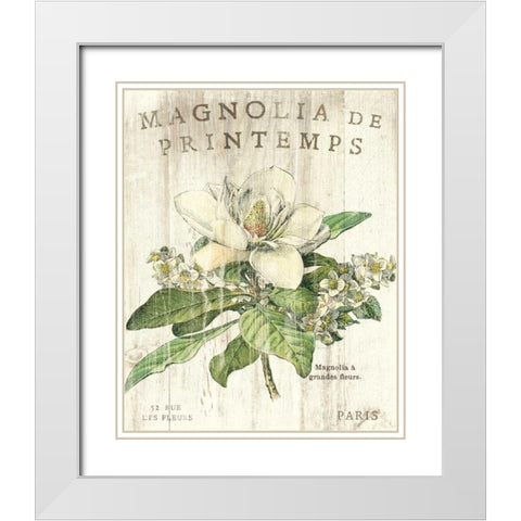 Magnolia de Printemps White Modern Wood Framed Art Print with Double Matting by Schlabach, Sue