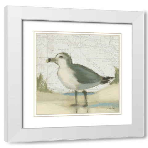 Beach Bird II White Modern Wood Framed Art Print with Double Matting by Wiens, James