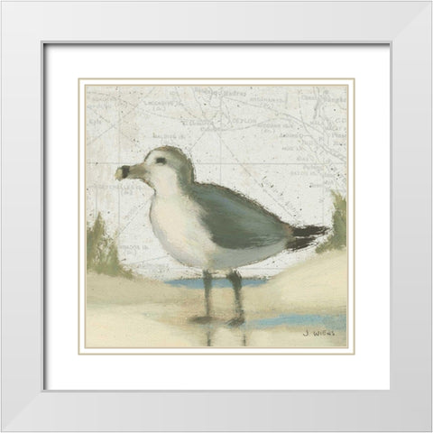 Beach Bird II White Modern Wood Framed Art Print with Double Matting by Wiens, James