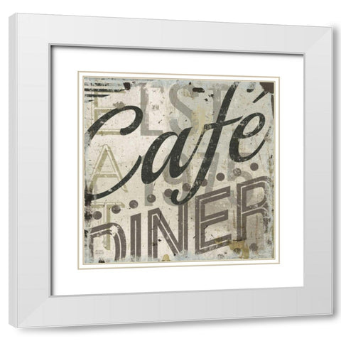 Restaurant Sign II White Modern Wood Framed Art Print with Double Matting by Mullan, Michael