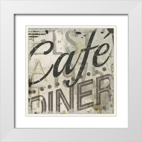 Restaurant Sign II White Modern Wood Framed Art Print with Double Matting by Mullan, Michael