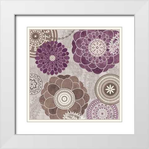 Gray Garden Melody I White Modern Wood Framed Art Print with Double Matting by Charron, Veronique
