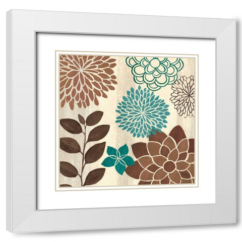 Abstract Garden Blue I White Modern Wood Framed Art Print with Double Matting by Charron, Veronique