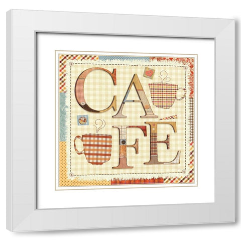 Patchwork Cafe I White Modern Wood Framed Art Print with Double Matting by Pela Studio