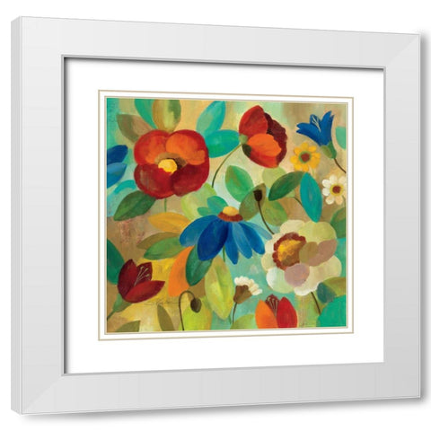 Summer Floral I White Modern Wood Framed Art Print with Double Matting by Vassileva, Silvia