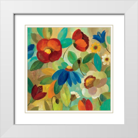 Summer Floral I White Modern Wood Framed Art Print with Double Matting by Vassileva, Silvia