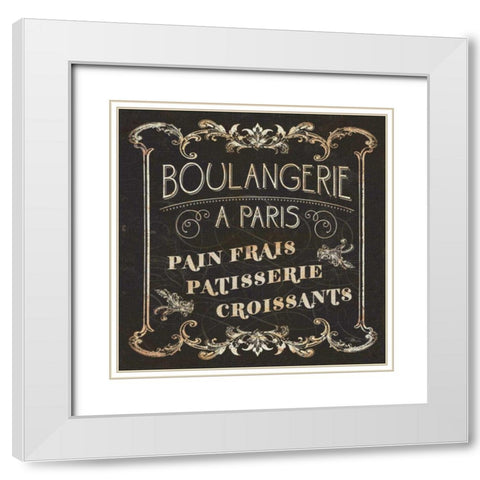 Parisian Signs Square I White Modern Wood Framed Art Print with Double Matting by Pela Studio