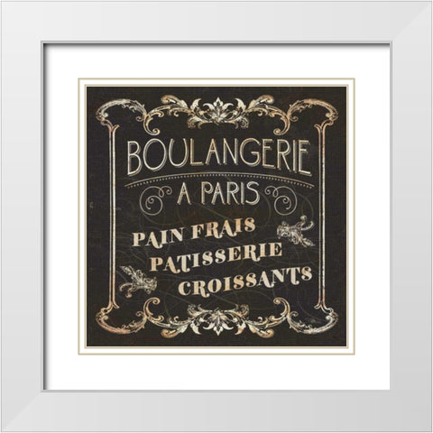 Parisian Signs Square I White Modern Wood Framed Art Print with Double Matting by Pela Studio