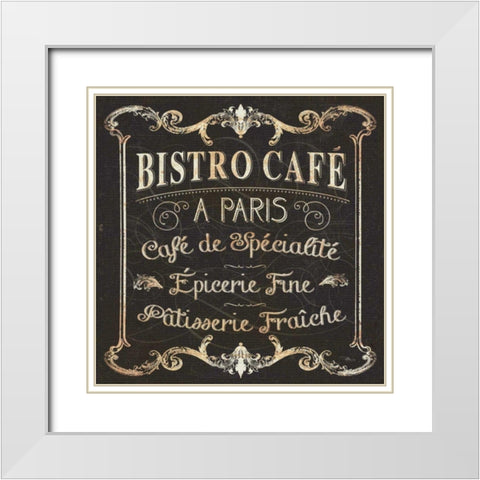 Parisian Signs Square II White Modern Wood Framed Art Print with Double Matting by Pela Studio