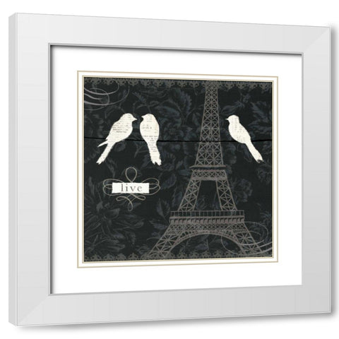 Love Paris I White Modern Wood Framed Art Print with Double Matting by Adams, Emily