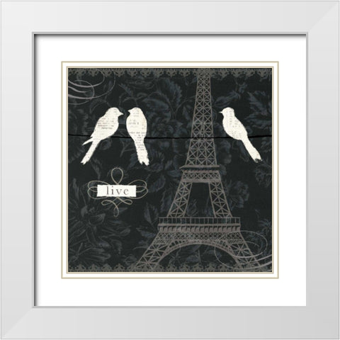 Love Paris I White Modern Wood Framed Art Print with Double Matting by Adams, Emily