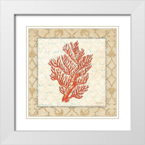 Coral Beauty Light I White Modern Wood Framed Art Print with Double Matting by Adams, Emily