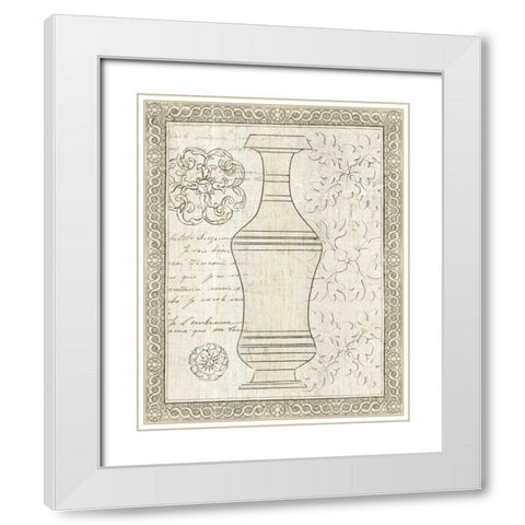 Restoration Period Urn I White Modern Wood Framed Art Print with Double Matting by Wild Apple Portfolio