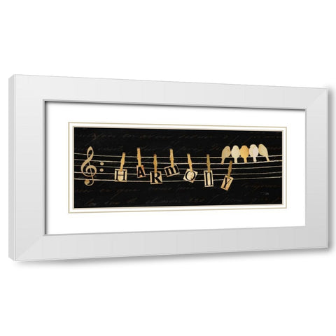 Birds Harmony I White Modern Wood Framed Art Print with Double Matting by Pela