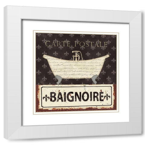 Vintage Bath V White Modern Wood Framed Art Print with Double Matting by Pela Studio
