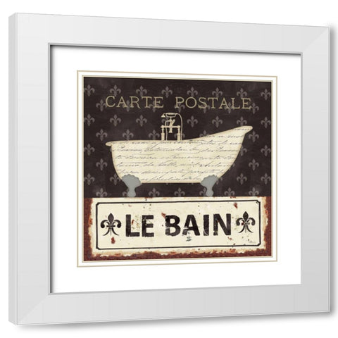 Vintage Bath VI White Modern Wood Framed Art Print with Double Matting by Pela Studio