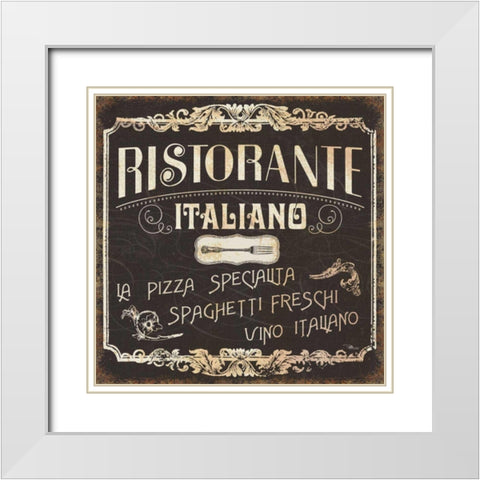Italian Cuisine I White Modern Wood Framed Art Print with Double Matting by Pela Studio