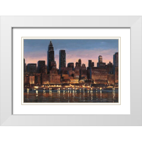 Manhattan Reflection White Modern Wood Framed Art Print with Double Matting by Wiens, James