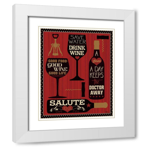 Wine Words II White Modern Wood Framed Art Print with Double Matting by Pela Studio