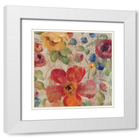 April Rain Flowers II White Modern Wood Framed Art Print with Double Matting by Vassileva, Silvia