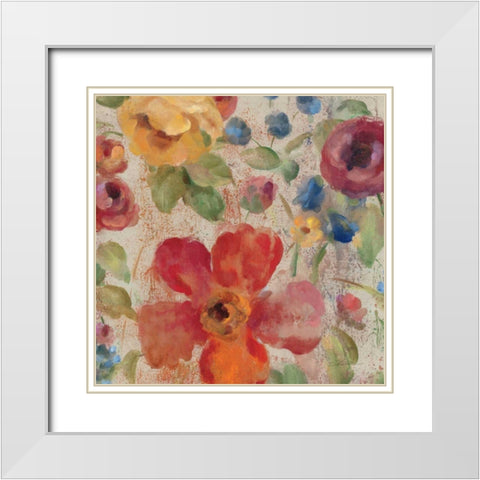 April Rain Flowers II White Modern Wood Framed Art Print with Double Matting by Vassileva, Silvia