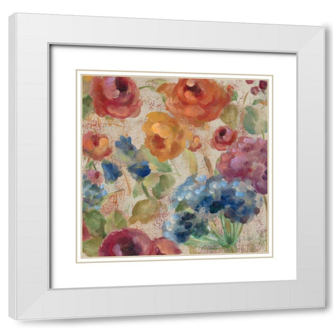 April Rain Flowers III White Modern Wood Framed Art Print with Double Matting by Vassileva, Silvia