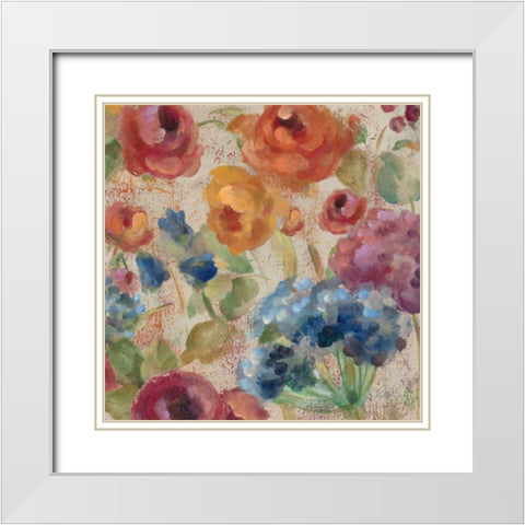 April Rain Flowers III White Modern Wood Framed Art Print with Double Matting by Vassileva, Silvia