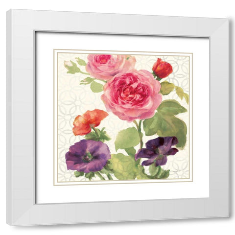 Watercolor Floral III White Modern Wood Framed Art Print with Double Matting by Nai, Danhui